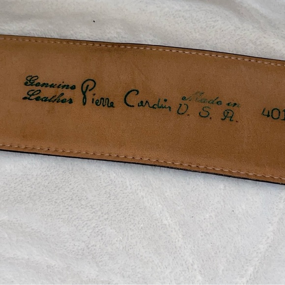 Vintage leather Pierre Cardin double row black belt women’s size 29-33” waist - Picture 2 of 8